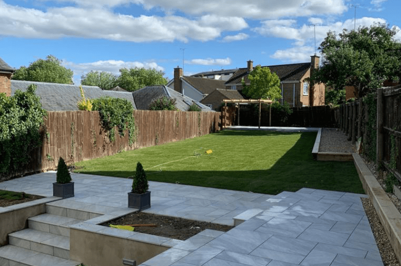 Garden clearance installation of cotswold paving landscaping patio design 6