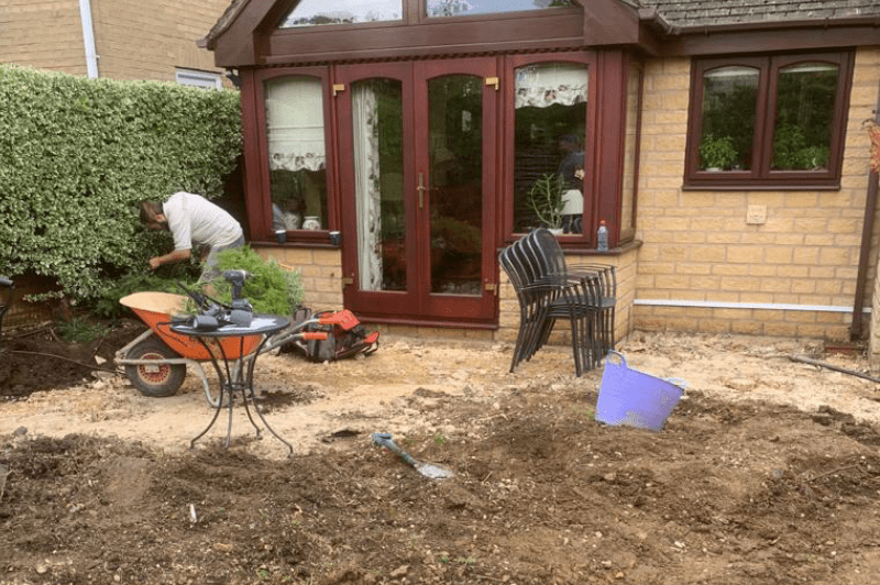 starting of a patio and landscape project in the cotswolds 3