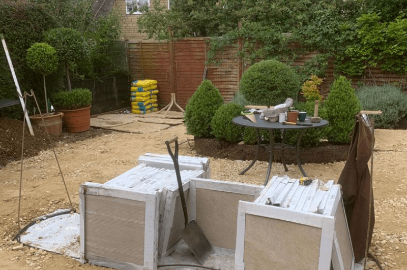 starting of a patio and landscape project in the cotswolds 4